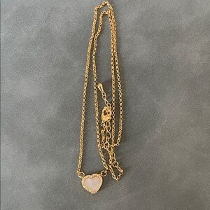 Gold Heart Pendant Necklace with mother of pearl Stone